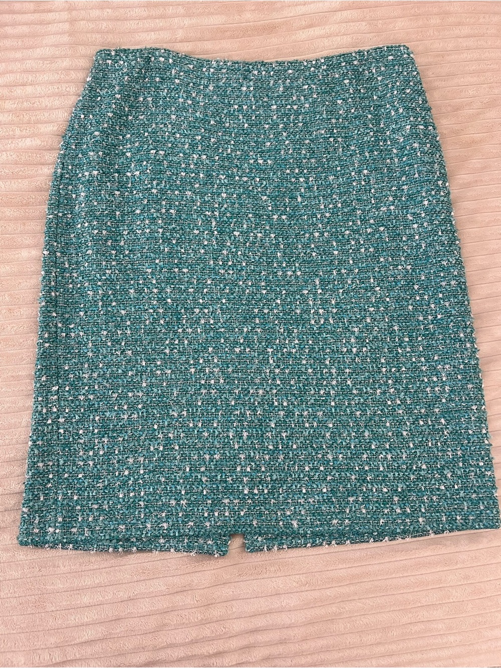 St. John - Teal Tweed Pencil Skirt